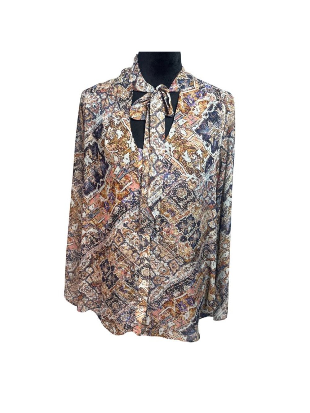 Show Me Your Mumu Paisley Bell Sleeve Boho Blouse Medium Oversized Button Up